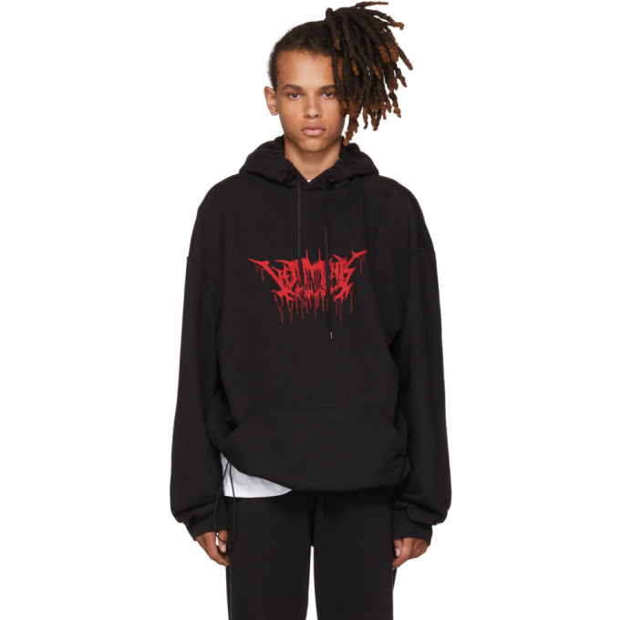 Vetements Oversized Printed Cotton-Blend Jersey Hooded Top In Black ...