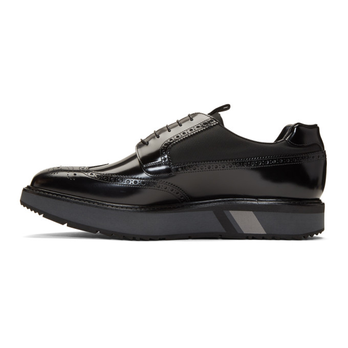Prada Spazzolato Leather Platform Brogue Sneaker, Black | ModeSens