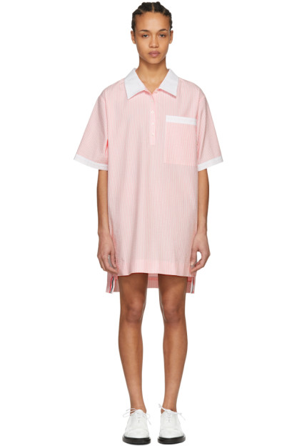 Thom Browne - Pink & White Seersucker Polo Mini Dress