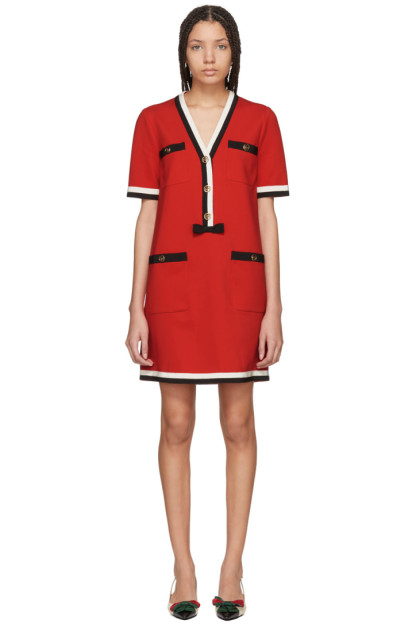 Gucci - Red Striped Piping Dress