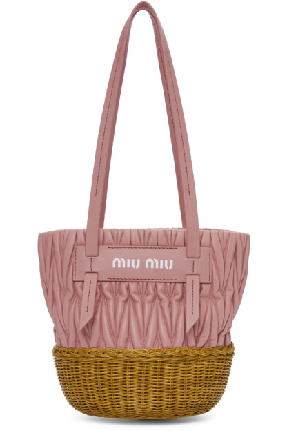Miu Miu - Pink Matelassé Logo Tote