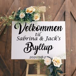 Bryllupsskilt klistermærke med navn og dato