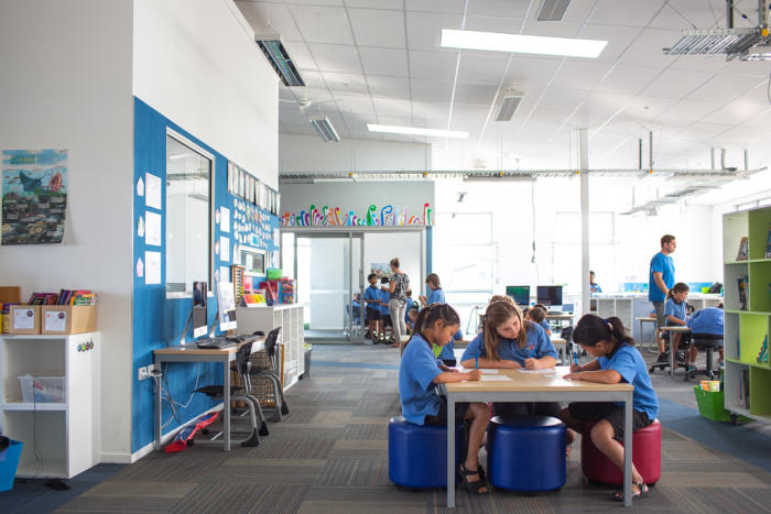 Stonefields School, Auckland, NZ. <strong>Shared spaces enable collaborative teaching and student directed learning</strong>. Architect: Jasmax. Picture: Alex de Freitas. 