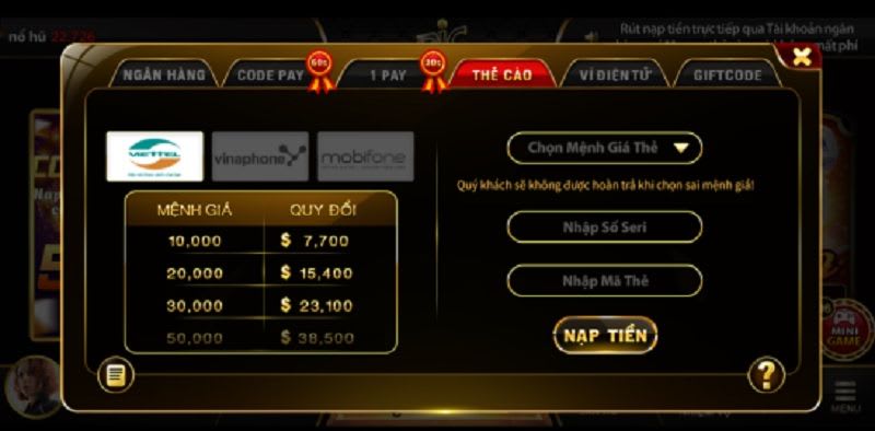 Ric.Win – cổng game bài triệu đô thu hút đông đảo người chơi mỗi ngày nap tien ric.win 1 - Ric.Win – cổng game bài triệu đô thu hút đông đảo người chơi mỗi ngày