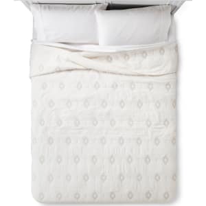 Cream Embroidered Diamond Quilt King Nate Berkus White From