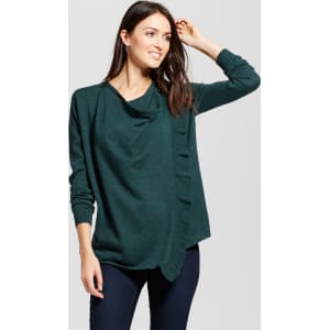 Women\u0027s Ruffle Wrap Front Cardigan , Knox Rose Jade Xl, Green