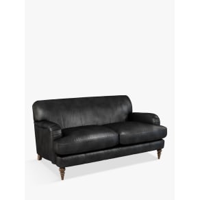 Black two seater leather sofa