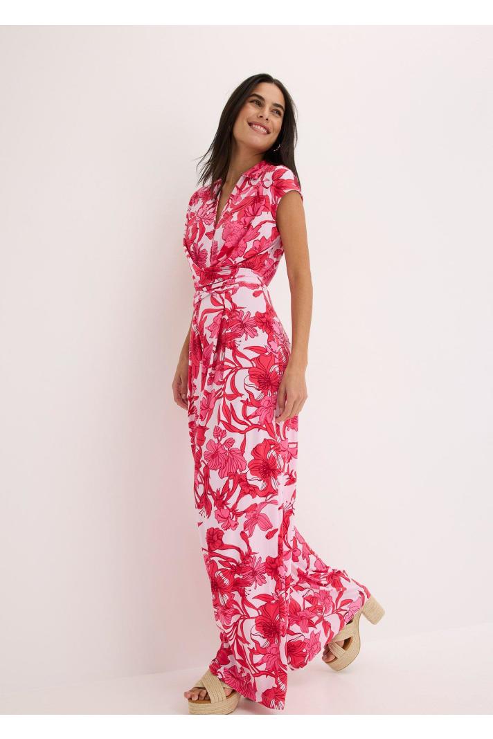 Dentelle Pour Décolleté Ulla Popken Culotte Jumpsuit Gesmokte Büste Korallen Taschen ärmellos Les Combinaisons Femme