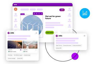 Kentico AIRA providing AI-driven content recommendations and performance insights for marketing teams