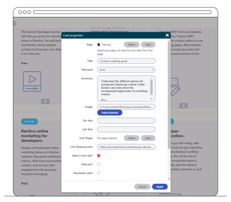 Widget properties