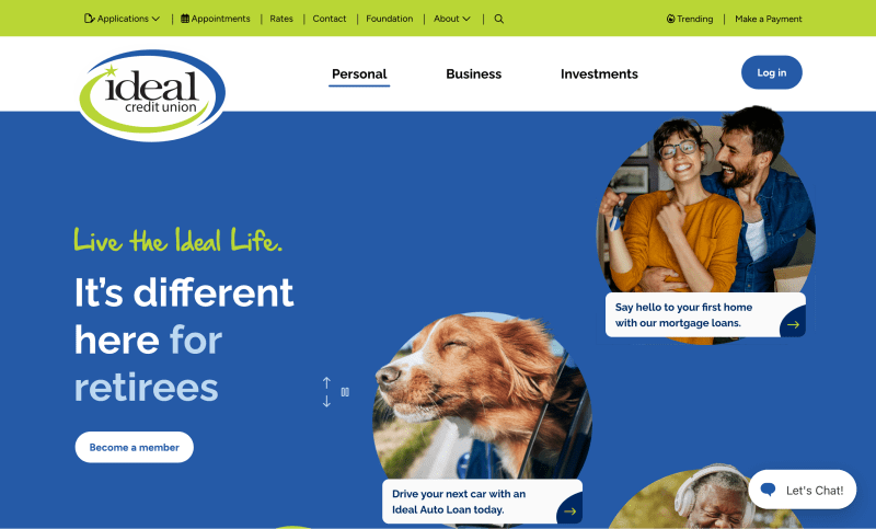 Ideal Credit Union Minnesota banking website redesigned on Xperience by Kentico with conversion-focused UX by ZAG Interactive