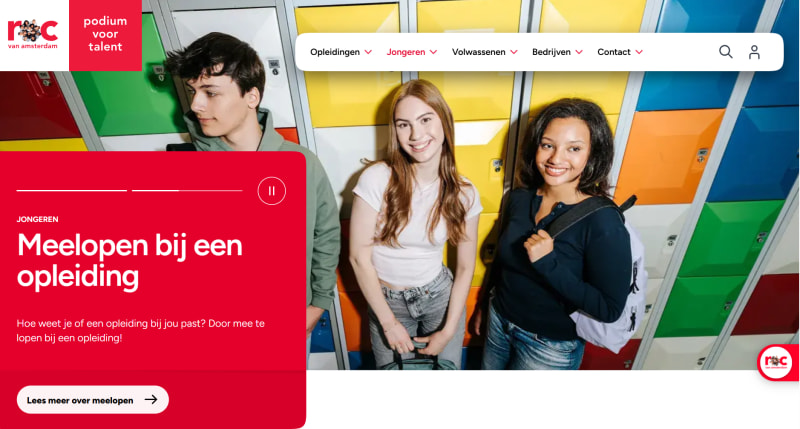 ROC van Amsterdam and Flevoland education website rebuilt on Xperience by Kentico with persona-based content by TrueLime