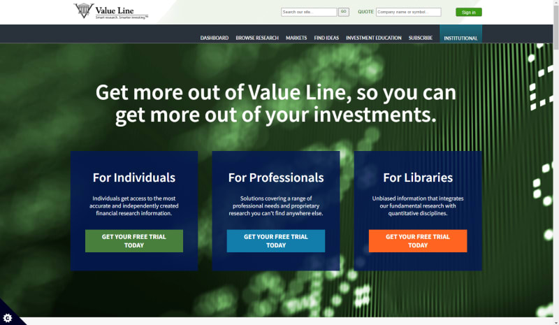 Value Line homepage
