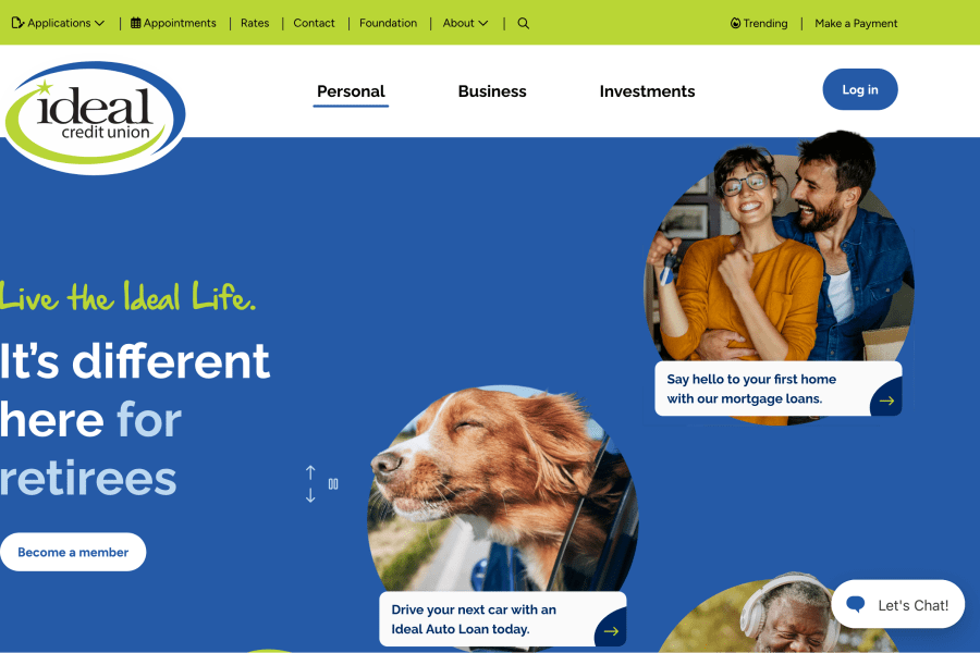 Ideal Credit Union Minnesota banking website redesigned on Xperience by Kentico with conversion-focused UX by ZAG Interactive